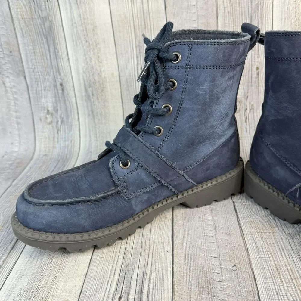 Polo Ralph Lauren Ranger HI II Mallet Bear Boots Blue Leather Kids Unisex SZ 3Y